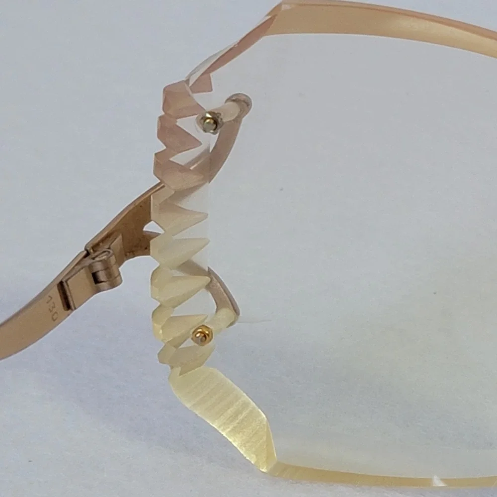VTG Marcolin Italy Faceted Rimless Clear Glasses 80s Luxury Butterfly Beveled